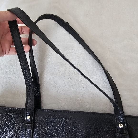 Kate Spade Black Cow Leather Large Tote Shoulder Bag Purse - Picture 6 of 15